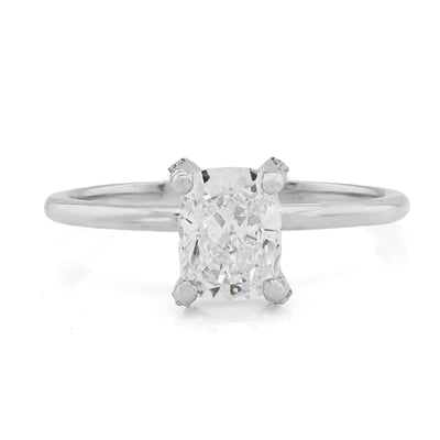 14K White Gold 1CT Cushion Solitaire Lab Diamond Women Wedding Ring - Elite Jewelers - Rings
