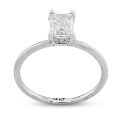14K White Gold 1CT Emerald Cut Solitaire Lab Diamond Women Wedding Ring - Elite Jewelers - Rings