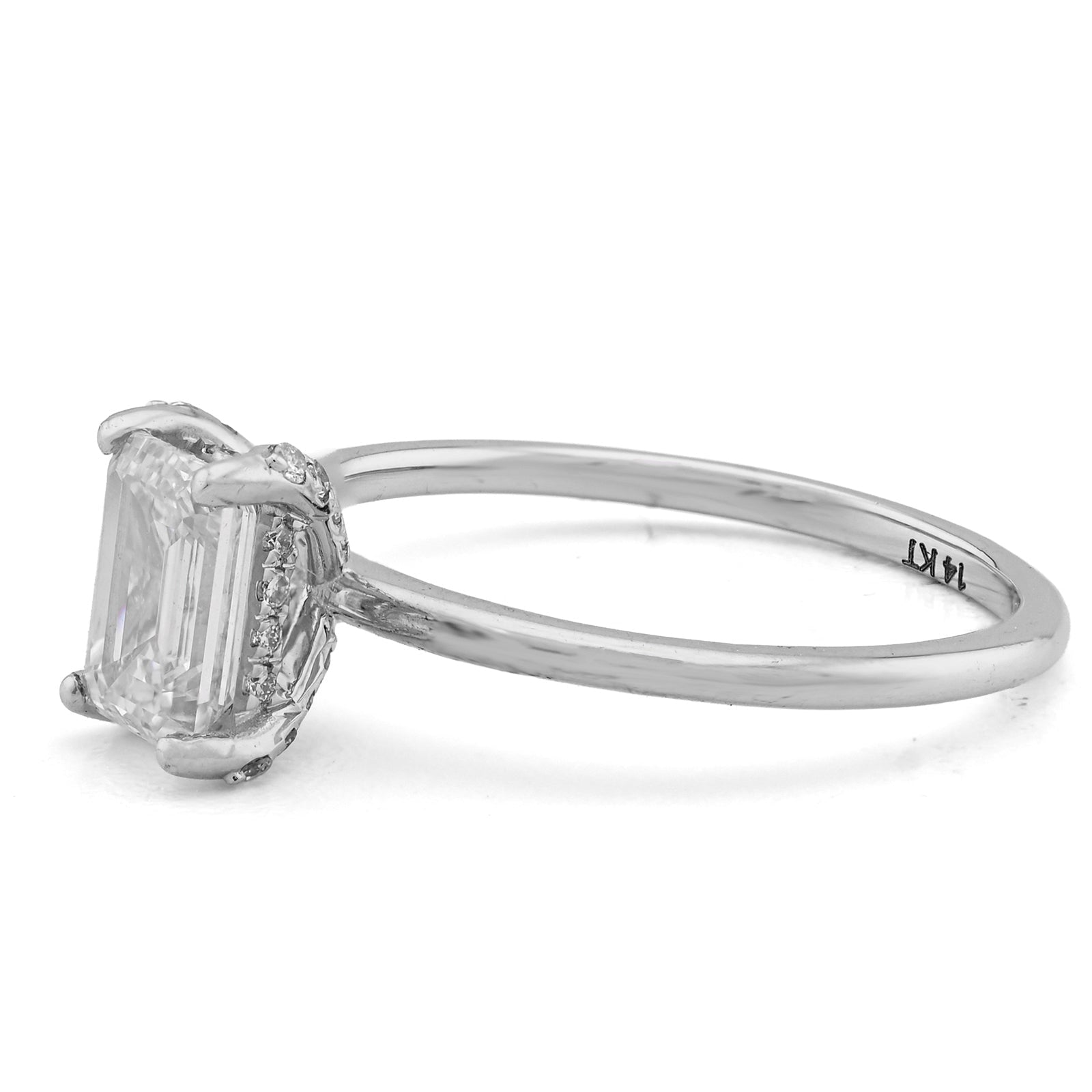 14K White Gold 1CT Emerald Cut Solitaire Lab Diamond Women Wedding Ring - Elite Jewelers - Rings