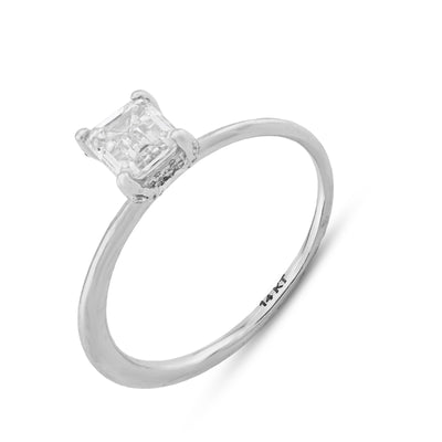 14K White Gold 1CT Emerald Cut Solitaire Lab Diamond Women Wedding Ring - Elite Jewelers - Rings