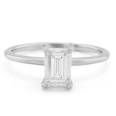 14K White Gold 1CT Emerald Cut Solitaire Lab Diamond Women Wedding Ring - Elite Jewelers - Rings