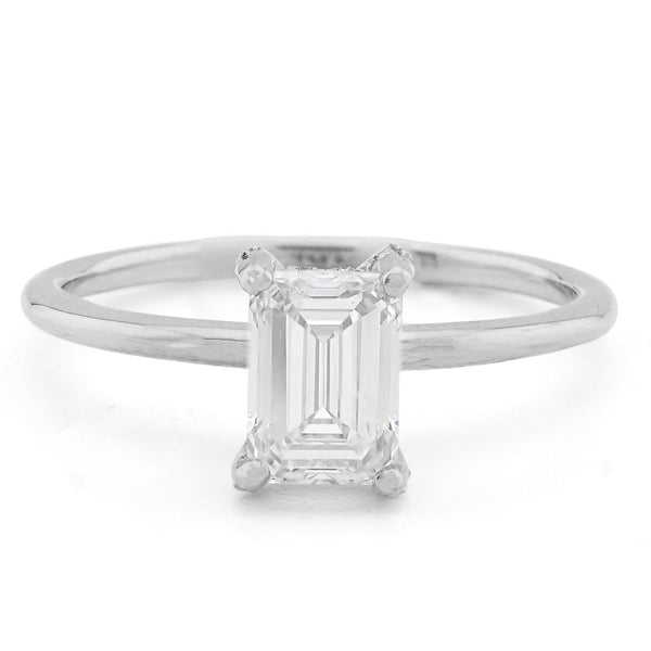 14K White Gold 1CT Emerald Cut Solitaire Lab Diamond Women Wedding Ring - Elite Jewelers - Rings