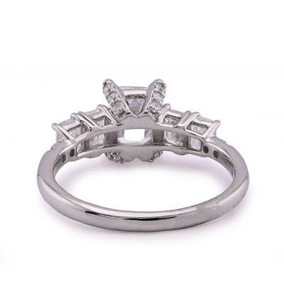 14K White Gold 1CT Emerald Solitaire Centre 2TC Lab Diamond Women Ring - Elite Jewelers - Rings
