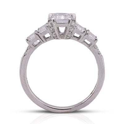 14K White Gold 1CT Emerald Solitaire Centre 2TC Lab Diamond Women Ring - Elite Jewelers - Rings
