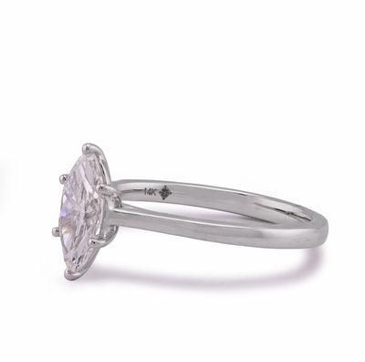 14K White Gold 1CT Marquise Centre Solitaire Lab Diamond Women Ring - Elite Jewelers - Rings