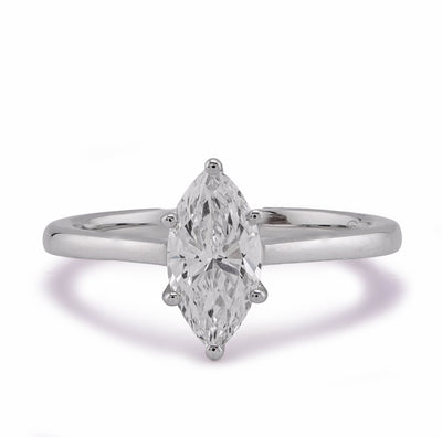 14K White Gold 1CT Marquise Centre Solitaire Lab Diamond Women Ring - Elite Jewelers - Rings