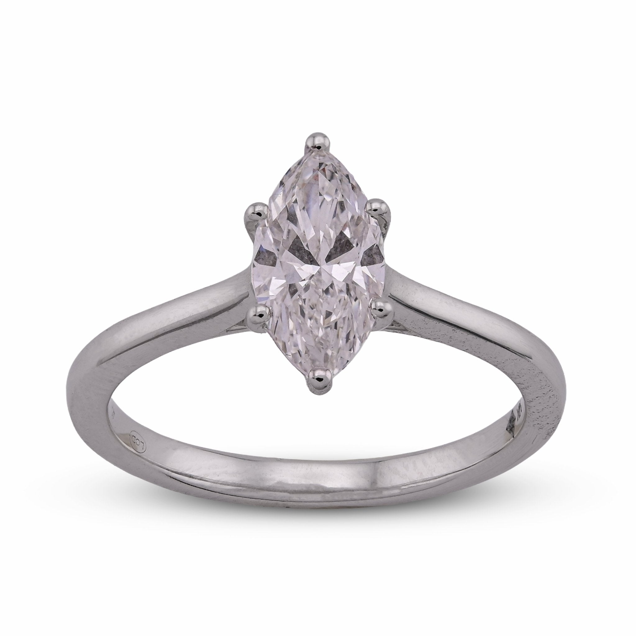 14K White Gold 1CT Marquise Centre Solitaire Lab Diamond Women Ring - Elite Jewelers - Rings