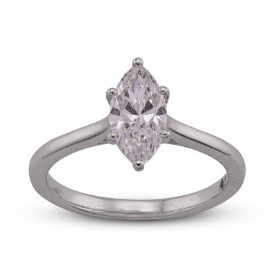 14K White Gold 1CT Marquise Centre Solitaire Lab Diamond Women Ring - Elite Jewelers - Rings