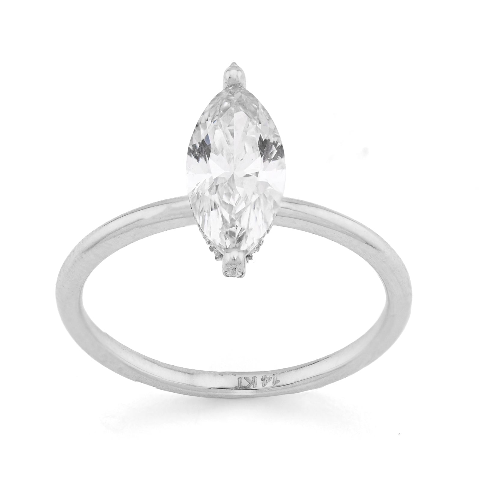 14K White Gold 1CT Marquise Solitaire Lab Diamond Women Wedding Ring - Elite Jewelers - Rings