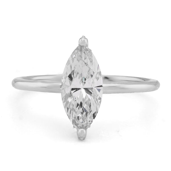 14K White Gold 1CT Marquise Solitaire Lab Diamond Women Wedding Ring - Elite Jewelers - Rings
