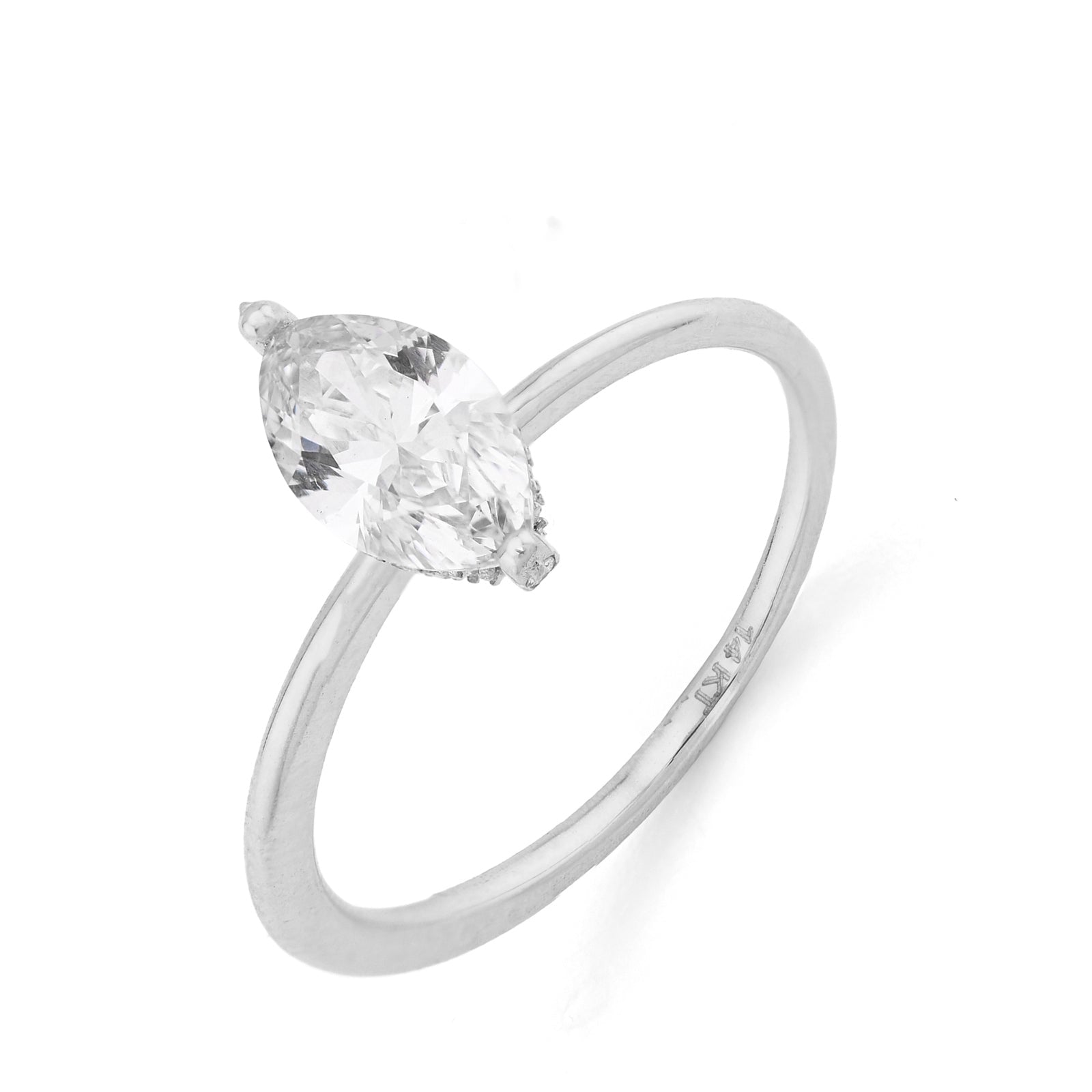 14K White Gold 1CT Marquise Solitaire Lab Diamond Women Wedding Ring - Elite Jewelers - Rings