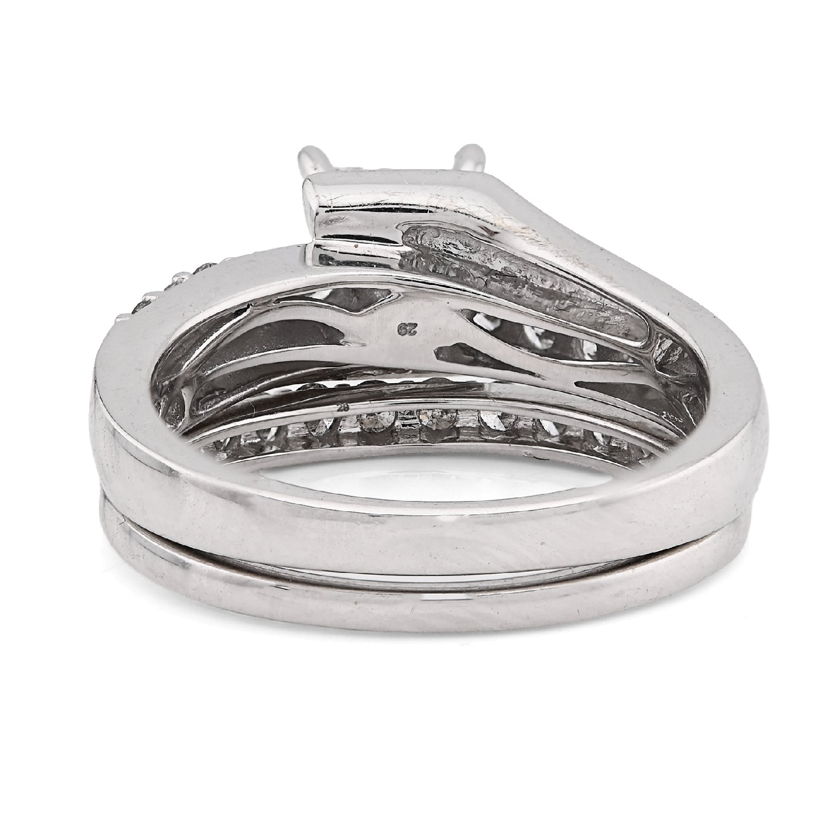 14K White Gold 1CT Natural Diamond Pricess Cut/Round Square Women Ring Wedding Band - Elite Jewelers - Rings