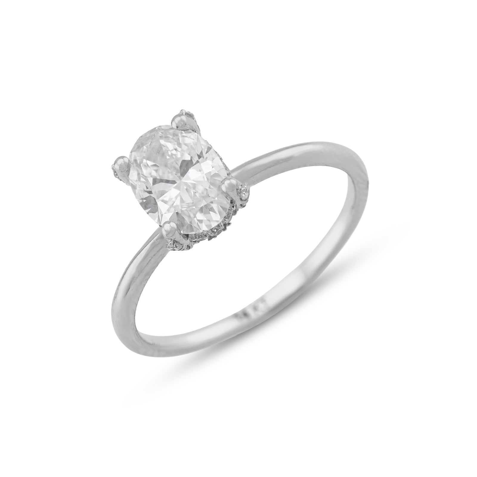 14K White Gold 1CT Oval Solitaire Lab Diamond Women Wedding Ring - Elite Jewelers - Rings