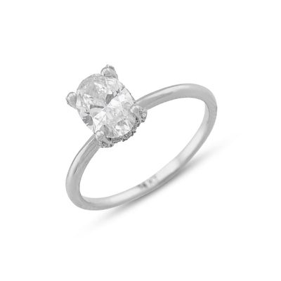 14K White Gold 1CT Oval Solitaire Lab Diamond Women Wedding Ring - Elite Jewelers - Rings