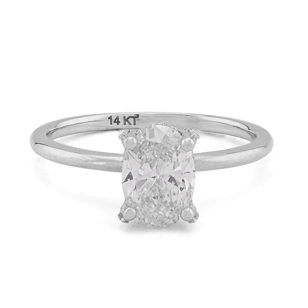 14K White Gold 1CT Oval Solitaire Lab Diamond Women Wedding Ring - Elite Jewelers - Rings