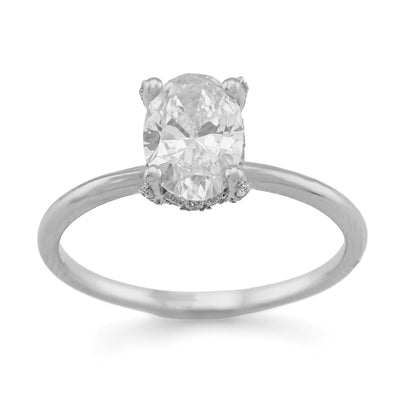 14K White Gold 1CT Oval Solitaire Lab Diamond Women Wedding Ring - Elite Jewelers - Rings