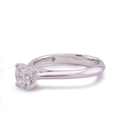 14K White Gold 1CT Round Diamond Centre Women Lab Ring - Elite Jewelers - Rings