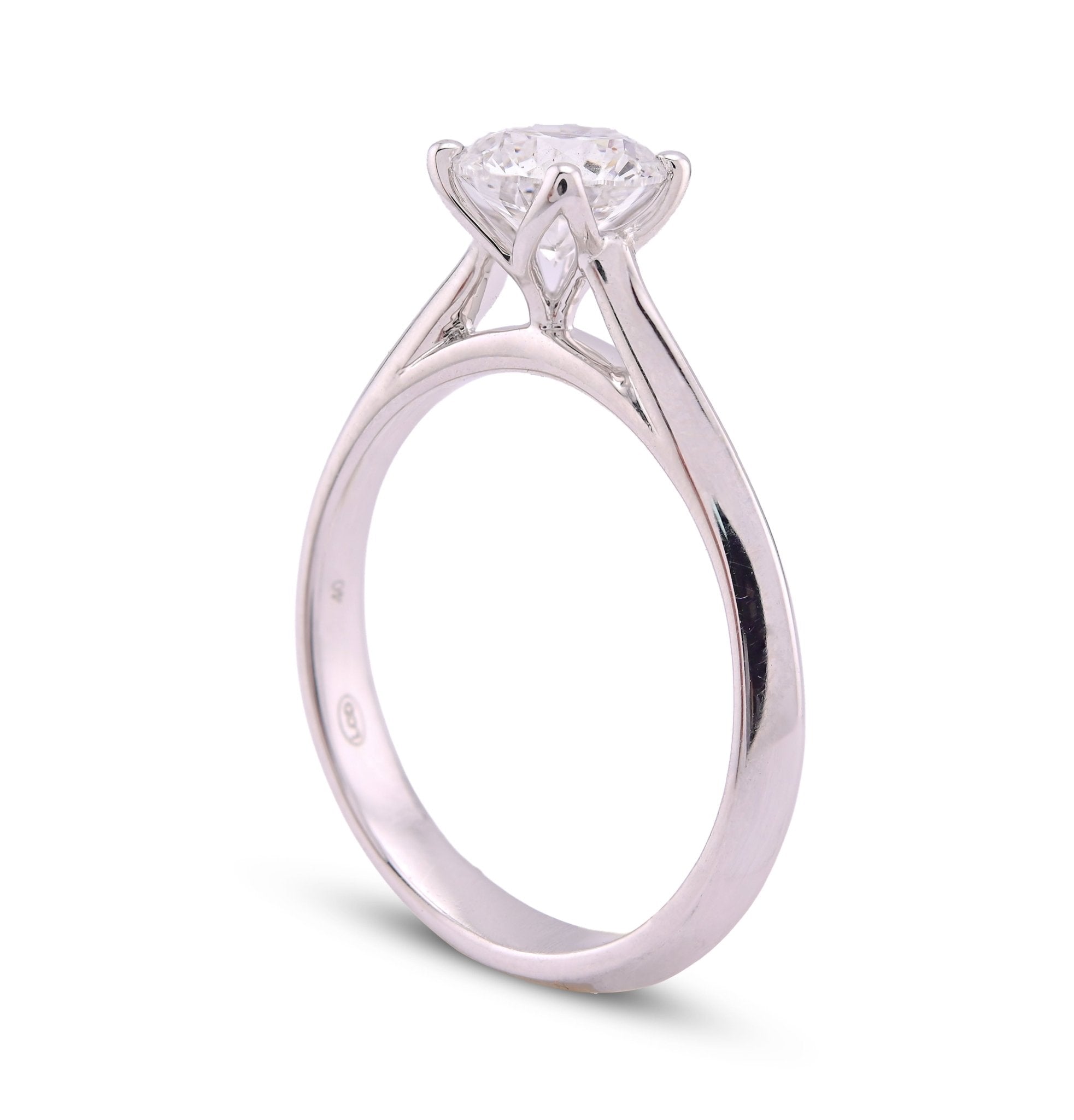 14K White Gold 1CT Round Diamond Centre Women Lab Ring - Elite Jewelers - Rings
