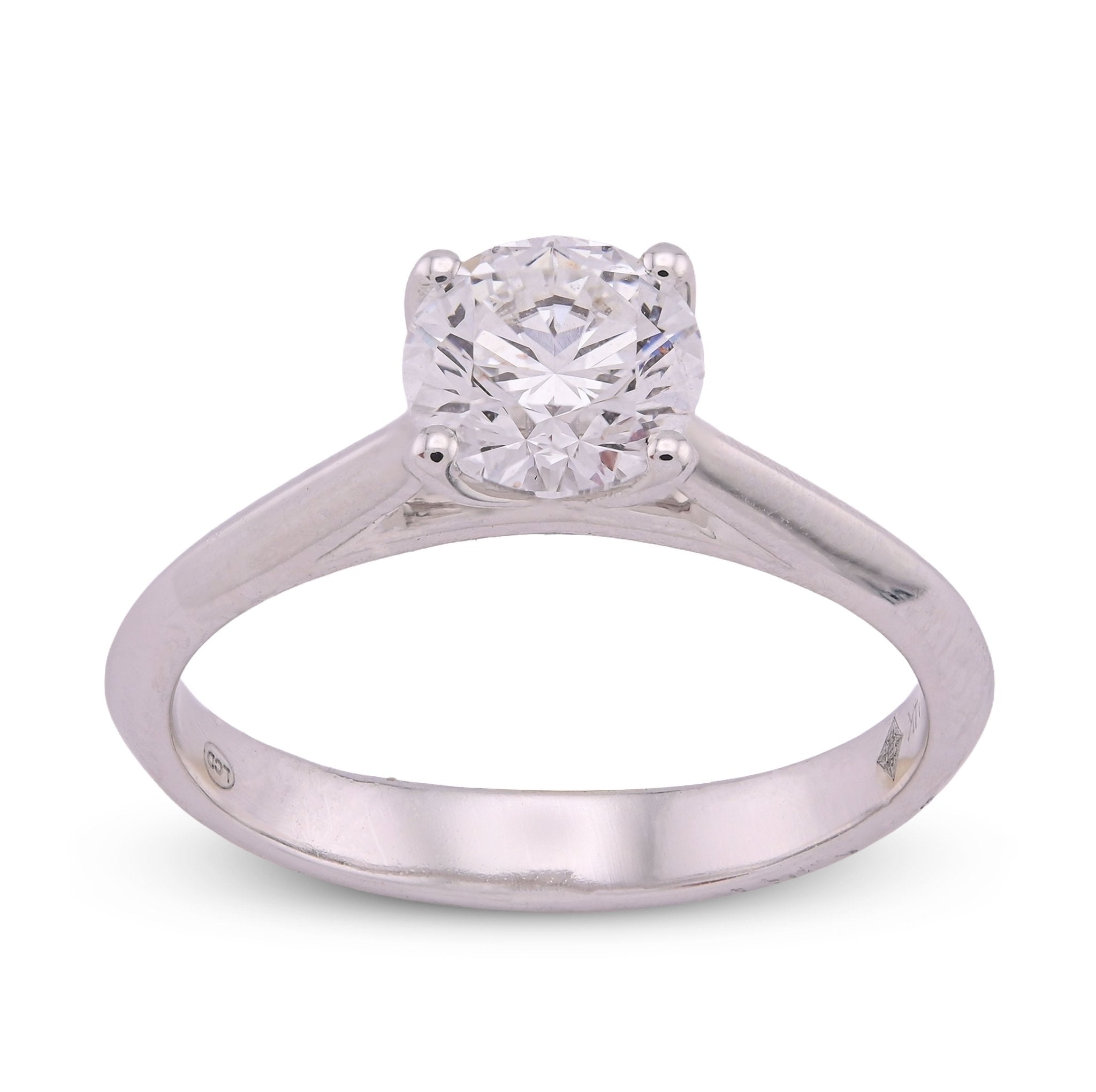 14K White Gold 1CT Round Diamond Centre Women Lab Ring - Elite Jewelers - Rings