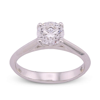 14K White Gold 1CT Round Diamond Centre Women Lab Ring - Elite Jewelers - Rings