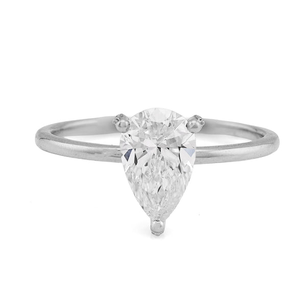 14K White Gold 1CT Tear Drop Solitaire Lab Diamond Women Wedding Ring - Elite Jewelers - Rings