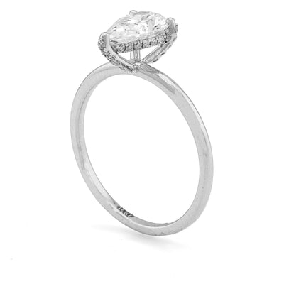 14K White Gold 1CT Tear Drop Solitaire Lab Diamond Women Wedding Ring - Elite Jewelers - Rings