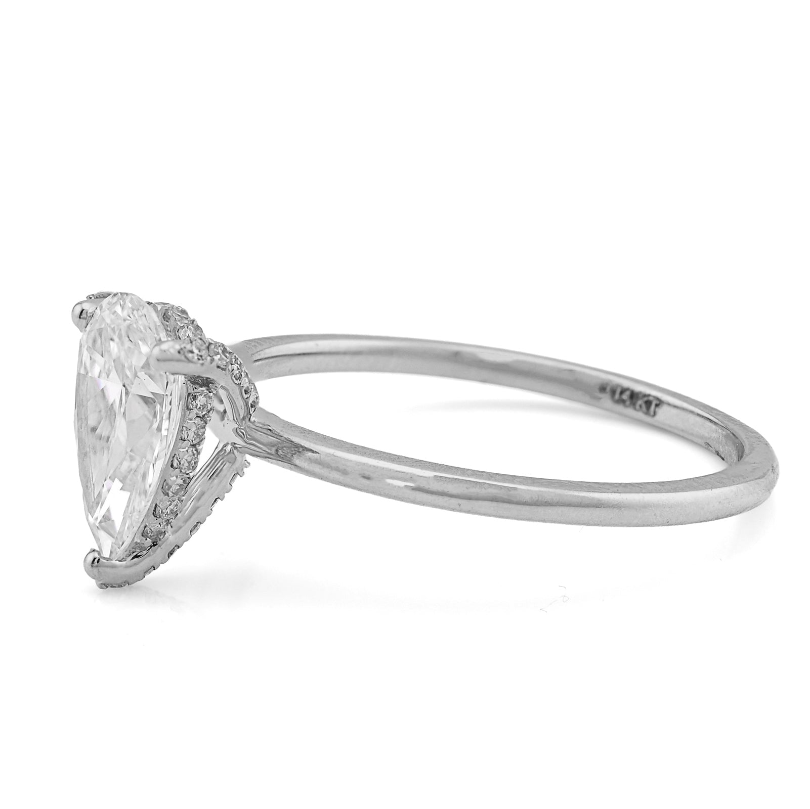 14K White Gold 1CT Tear Drop Solitaire Lab Diamond Women Wedding Ring - Elite Jewelers - Rings