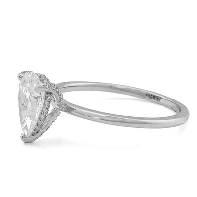 14K White Gold 1CT Tear Drop Solitaire Lab Diamond Women Wedding Ring - Elite Jewelers - Rings