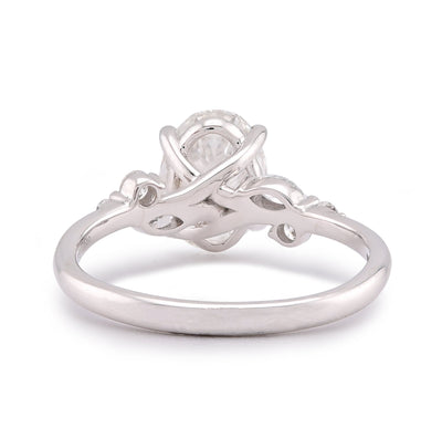14K White Gold 2.25CT Oval Solitaire Centre Marquise/Round Side Lab Diamond Women Ring - Elite Jewelers-Rings