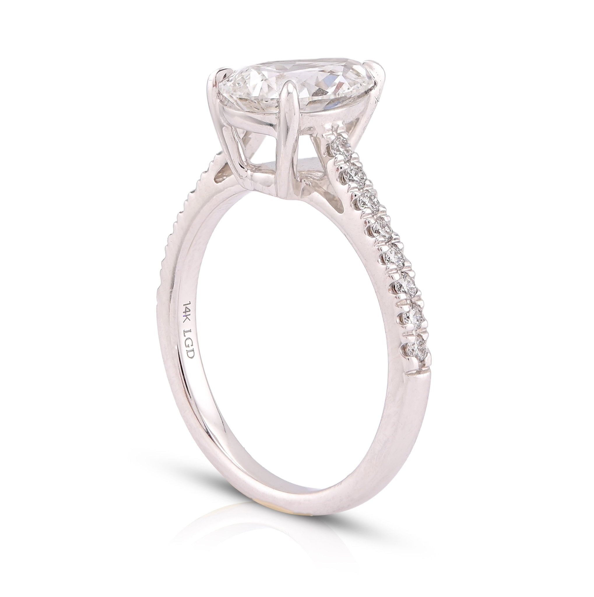 14K White Gold 2.25CT Pear/Tear Drop Solitaire Centre Women Lab Diamond Ring - Elite Jewelers-Rings
