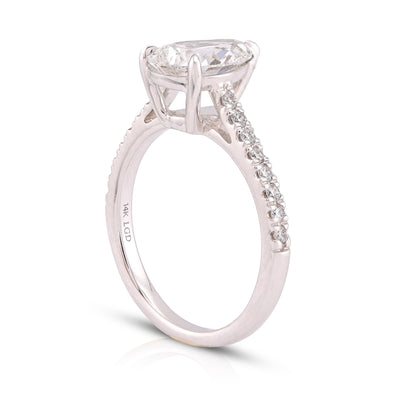 14K White Gold 2.25CT Pear/Tear Drop Solitaire Centre Women Lab Diamond Ring - Elite Jewelers-Rings