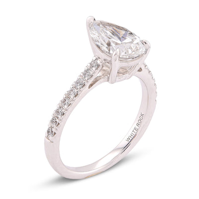 14K White Gold 2.25CT Pear/Tear Drop Solitaire Centre Women Lab Diamond Ring - Elite Jewelers-Rings