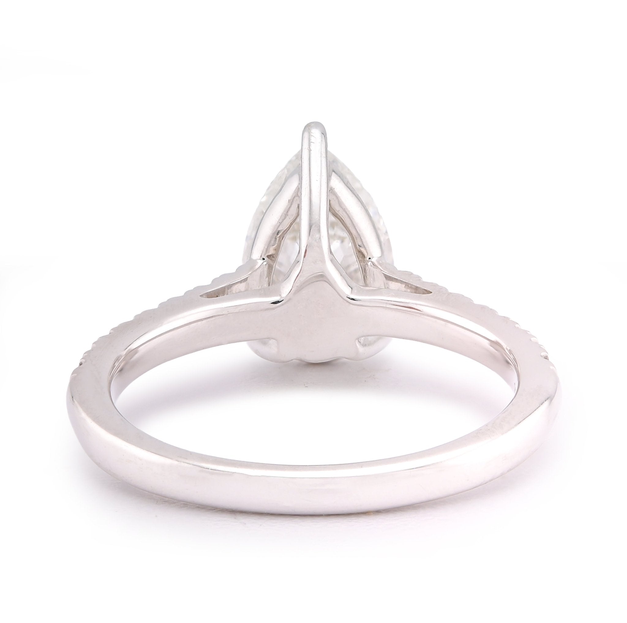 14K White Gold 2.25CT Pear/Tear Drop Solitaire Centre Women Lab Diamond Ring - Elite Jewelers-Rings