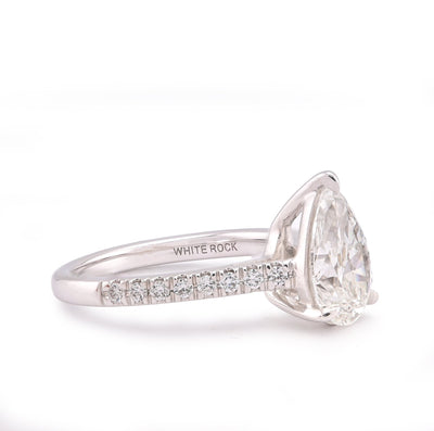 14K White Gold 2.25CT Pear/Tear Drop Solitaire Centre Women Lab Diamond Ring - Elite Jewelers-Rings