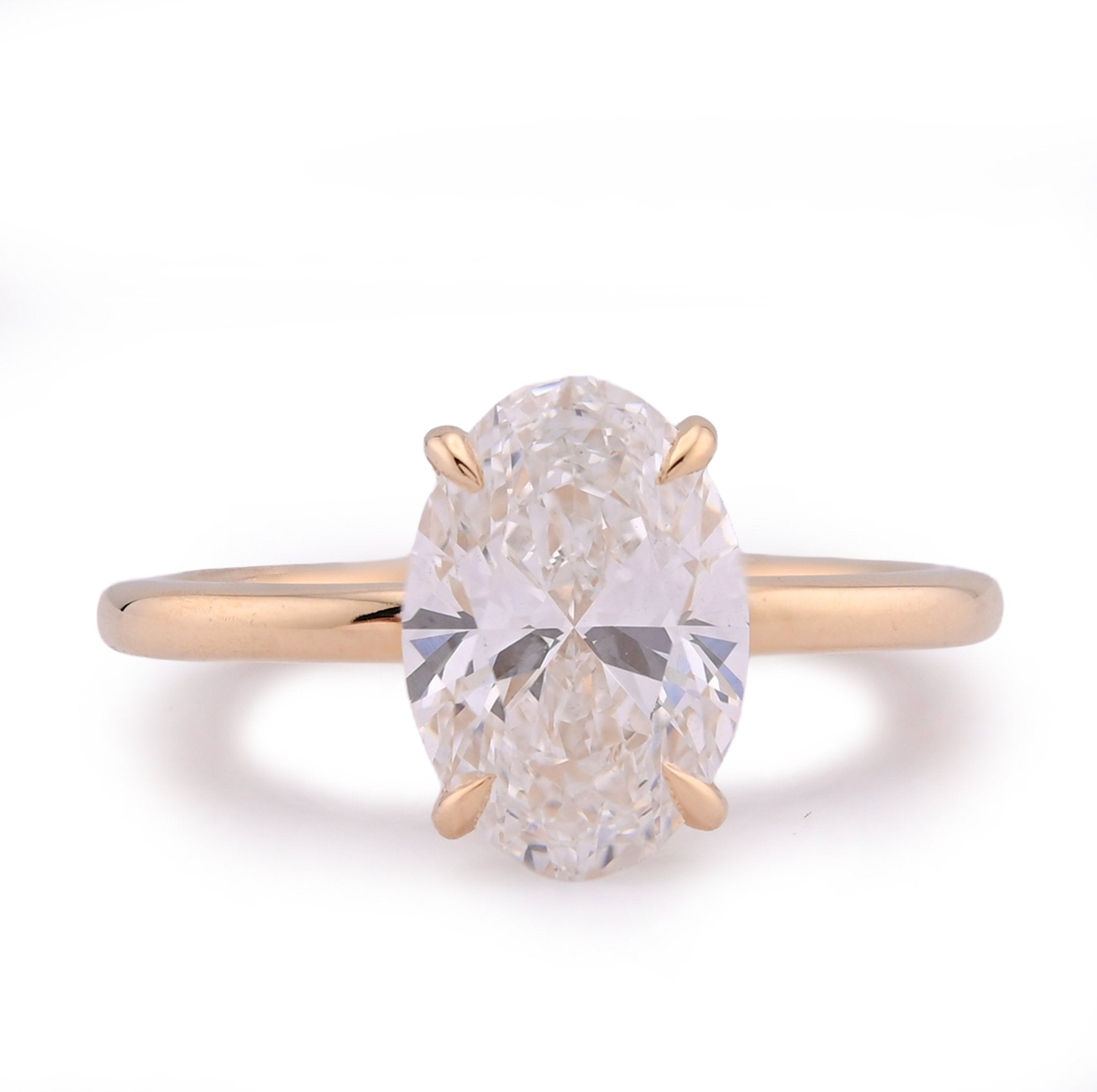14K White Gold 2.34CT Centre Oval Solitaire Women Lab Diamond Ring - Elite Jewelers - Rings