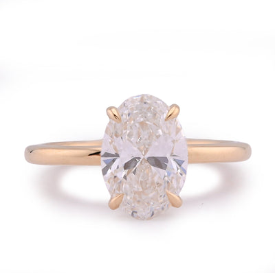 14K White Gold 2.34CT Centre Oval Solitaire Women Lab Diamond Ring - Elite Jewelers - Rings