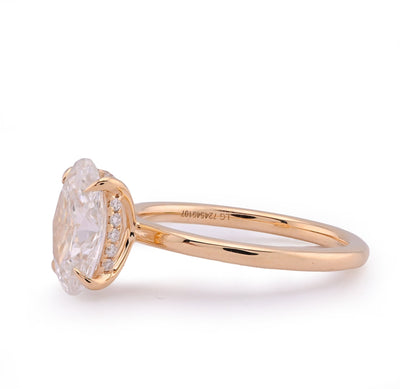14K White Gold 2.34CT Centre Oval Solitaire Women Lab Diamond Ring - Elite Jewelers - Rings