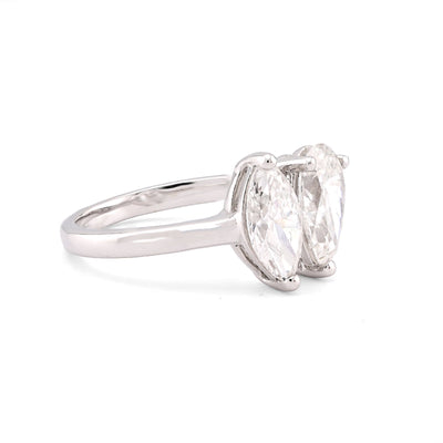 14K White Gold 2.50CT Pear/Marquise Solitaire Centre Lab Diamond Women Ring - Elite Jewelers-Rings