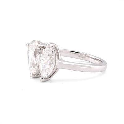 14K White Gold 2.50CT Pear/Marquise Solitaire Centre Lab Diamond Women Ring - Elite Jewelers-Rings