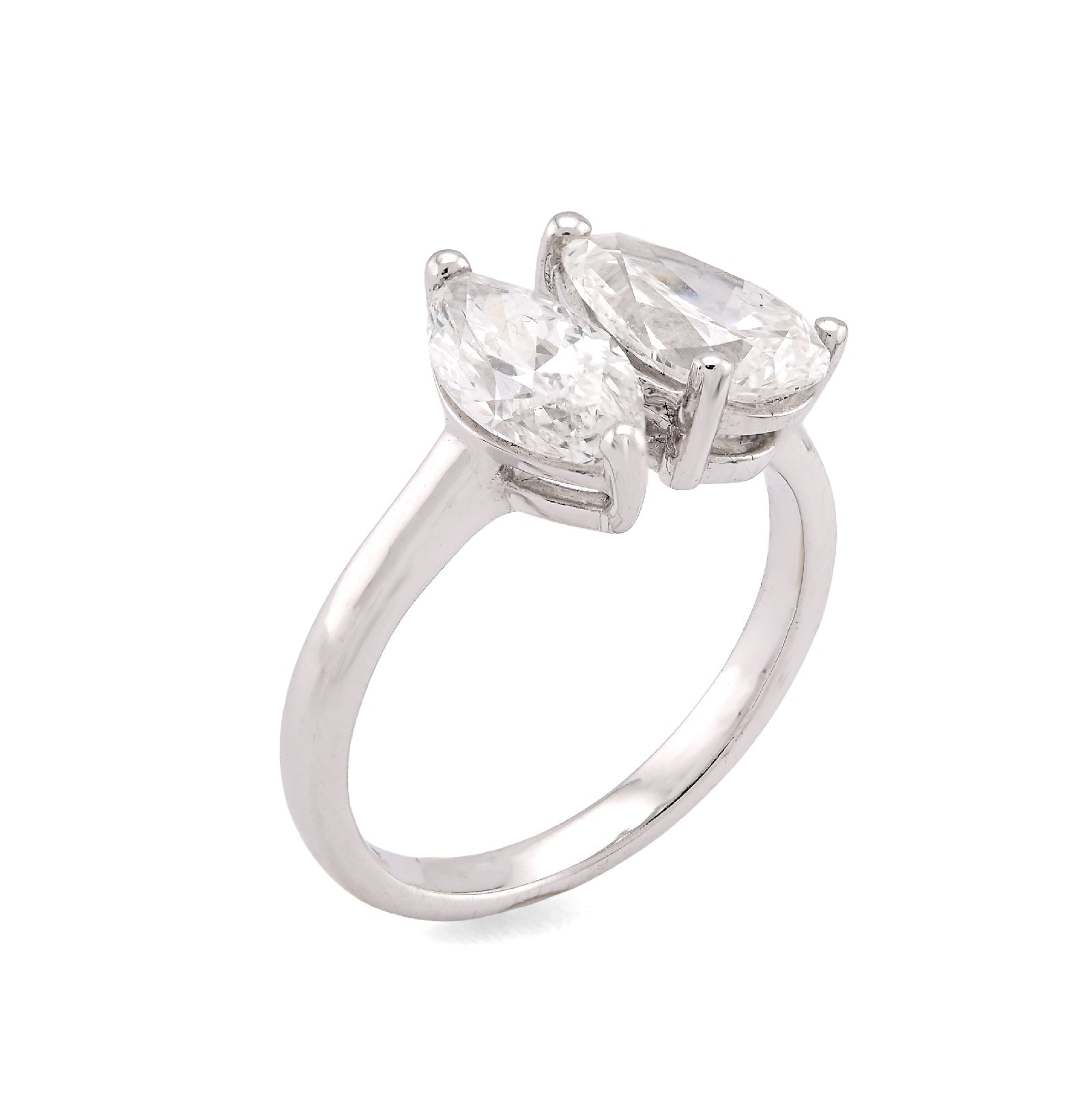 14K White Gold 2.50CT Pear/Marquise Solitaire Centre Lab Diamond Women Ring - Elite Jewelers-Rings