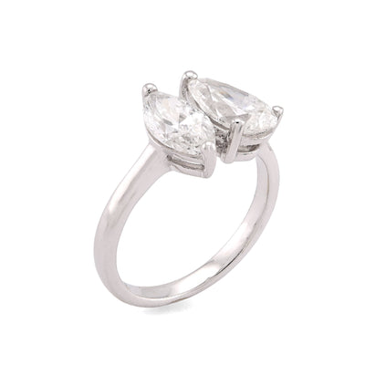 14K White Gold 2.50CT Pear/Marquise Solitaire Centre Lab Diamond Women Ring - Elite Jewelers-Rings