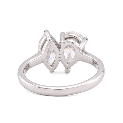 14K White Gold 2.50CT Pear/Marquise Solitaire Centre Lab Diamond Women Ring - Elite Jewelers-Rings