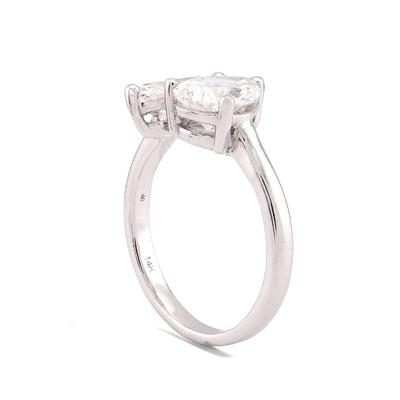 14K White Gold 2.50CT Pear/Marquise Solitaire Centre Lab Diamond Women Ring - Elite Jewelers-Rings