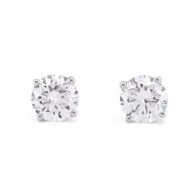 14K White Gold 2.55CT Round Solitaire Lab Diamond Men Women Earrings - Elite Jewelers-Earrings