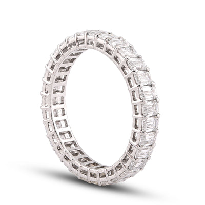 14K White Gold 2.5CT Emerald All Iced lab Diamond Women band - Elite Jewelers-Rings