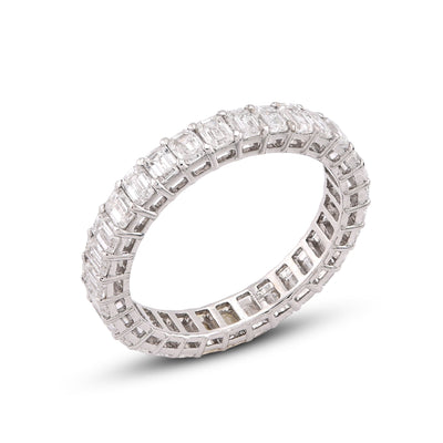 14K White Gold 2.5CT Emerald All Iced lab Diamond Women band - Elite Jewelers-Rings