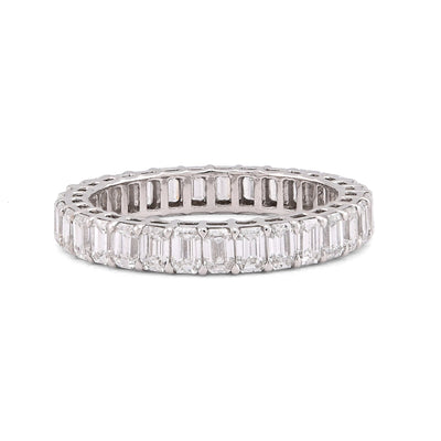 14K White Gold 2.5CT Emerald All Iced lab Diamond Women band - Elite Jewelers-Rings