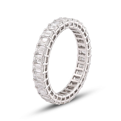 14K White Gold 2.5CT Emerald All Iced lab Diamond Women band - Elite Jewelers-Rings