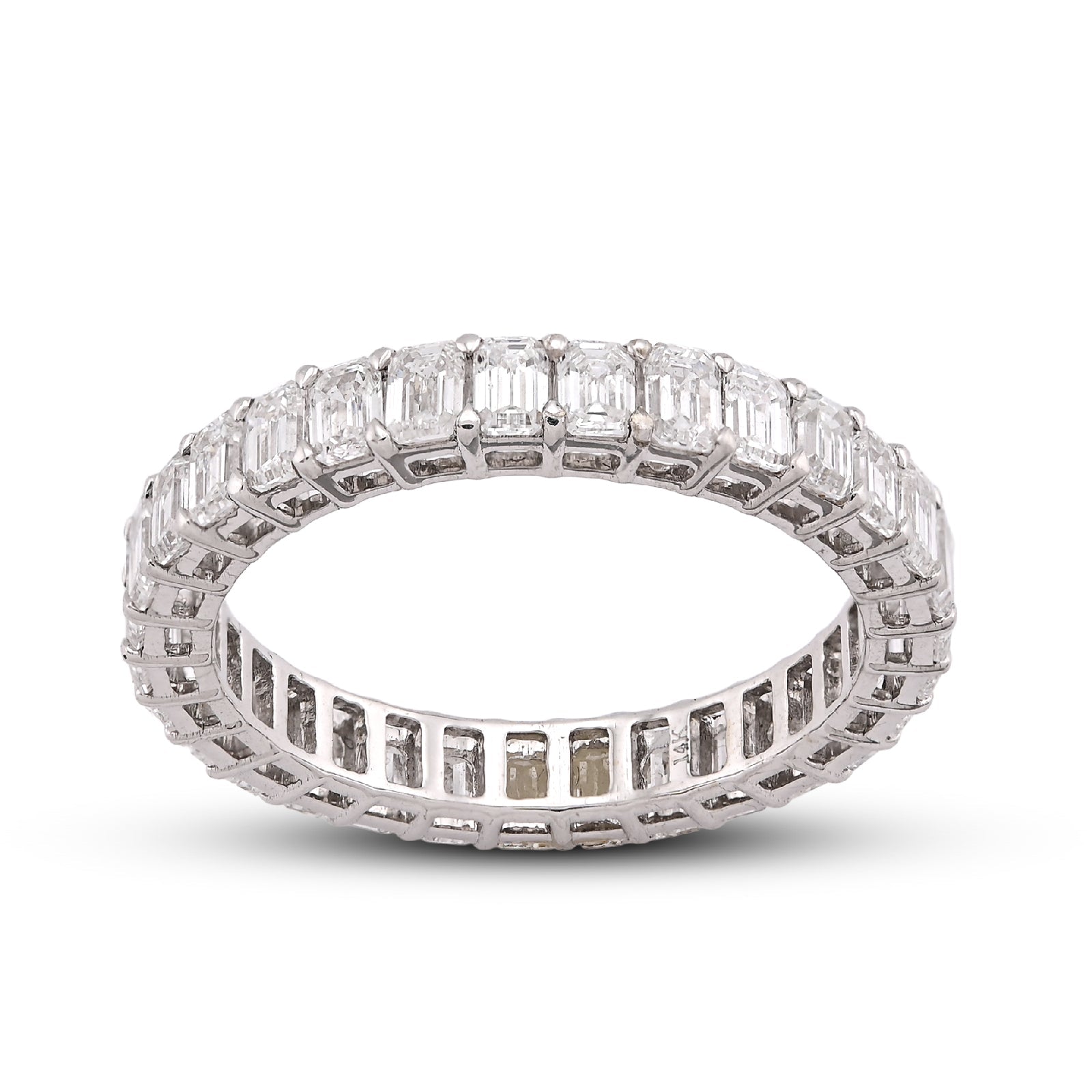 14K White Gold 2.5CT Emerald All Iced lab Diamond Women band - Elite Jewelers-Rings