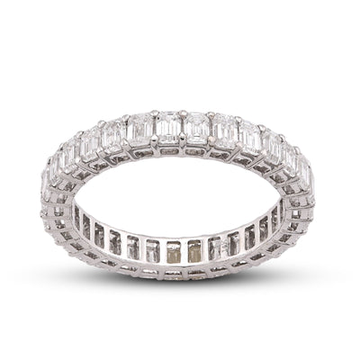 14K White Gold 2.5CT Emerald All Iced lab Diamond Women band - Elite Jewelers-Rings